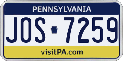 PA license plate JOS7259
