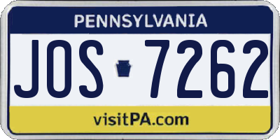 PA license plate JOS7262