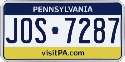 PA license plate JOS7287