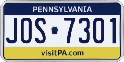 PA license plate JOS7301