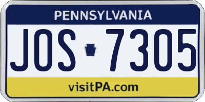 PA license plate JOS7305