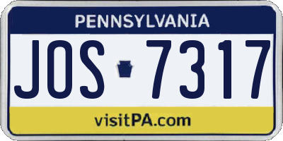 PA license plate JOS7317