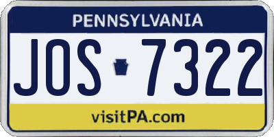 PA license plate JOS7322