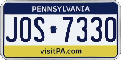 PA license plate JOS7330