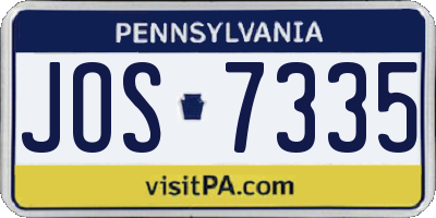 PA license plate JOS7335