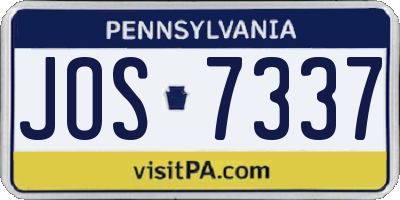 PA license plate JOS7337