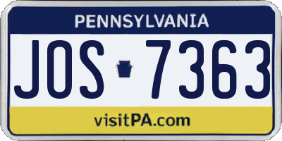 PA license plate JOS7363
