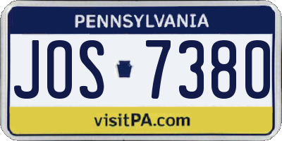 PA license plate JOS7380