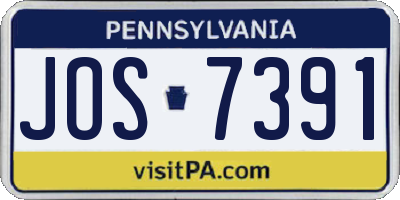 PA license plate JOS7391