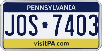 PA license plate JOS7403