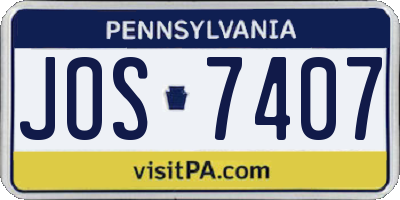 PA license plate JOS7407