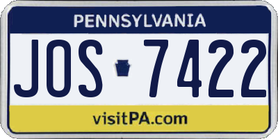 PA license plate JOS7422