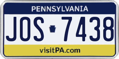 PA license plate JOS7438