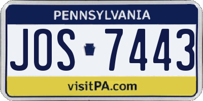 PA license plate JOS7443