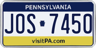 PA license plate JOS7450