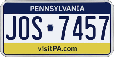 PA license plate JOS7457