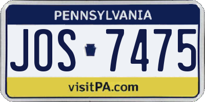 PA license plate JOS7475