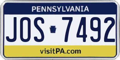 PA license plate JOS7492
