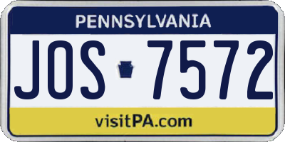 PA license plate JOS7572