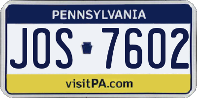 PA license plate JOS7602