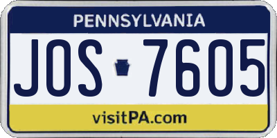 PA license plate JOS7605