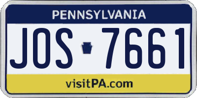 PA license plate JOS7661
