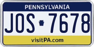PA license plate JOS7678