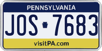 PA license plate JOS7683