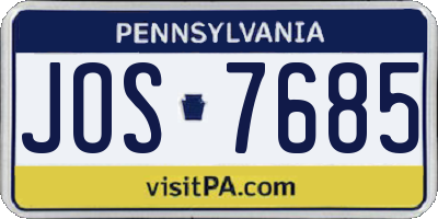PA license plate JOS7685