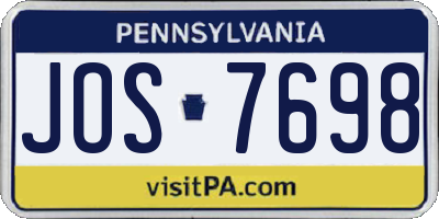 PA license plate JOS7698