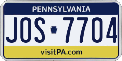 PA license plate JOS7704
