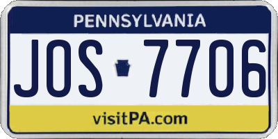 PA license plate JOS7706