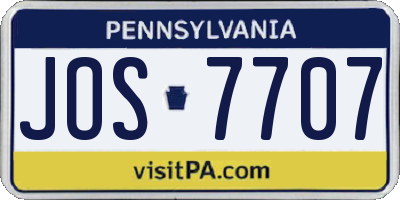 PA license plate JOS7707