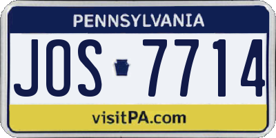PA license plate JOS7714
