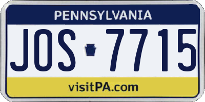 PA license plate JOS7715