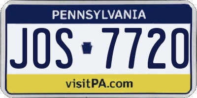 PA license plate JOS7720