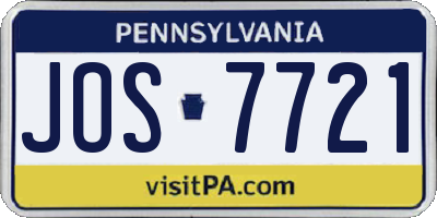 PA license plate JOS7721