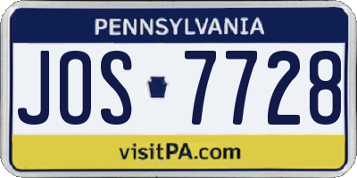 PA license plate JOS7728