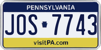 PA license plate JOS7743