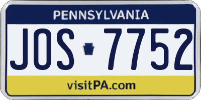 PA license plate JOS7752