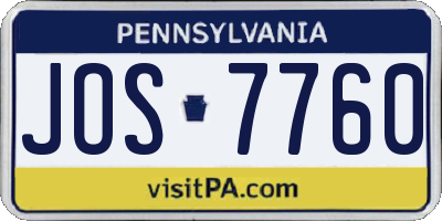 PA license plate JOS7760