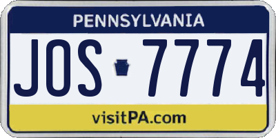 PA license plate JOS7774