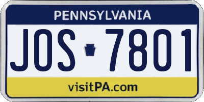 PA license plate JOS7801