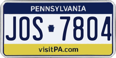 PA license plate JOS7804