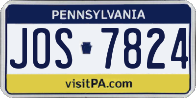 PA license plate JOS7824