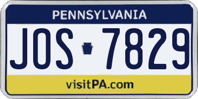 PA license plate JOS7829