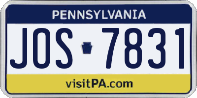 PA license plate JOS7831