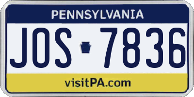 PA license plate JOS7836