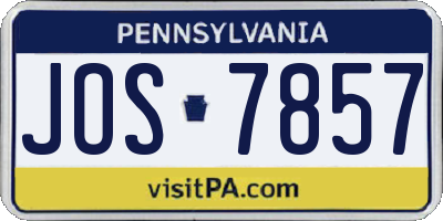 PA license plate JOS7857