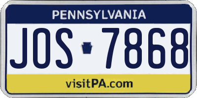 PA license plate JOS7868